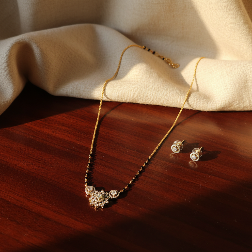 Eternal Sparkle Floral Mangalsutra Chain - View 2