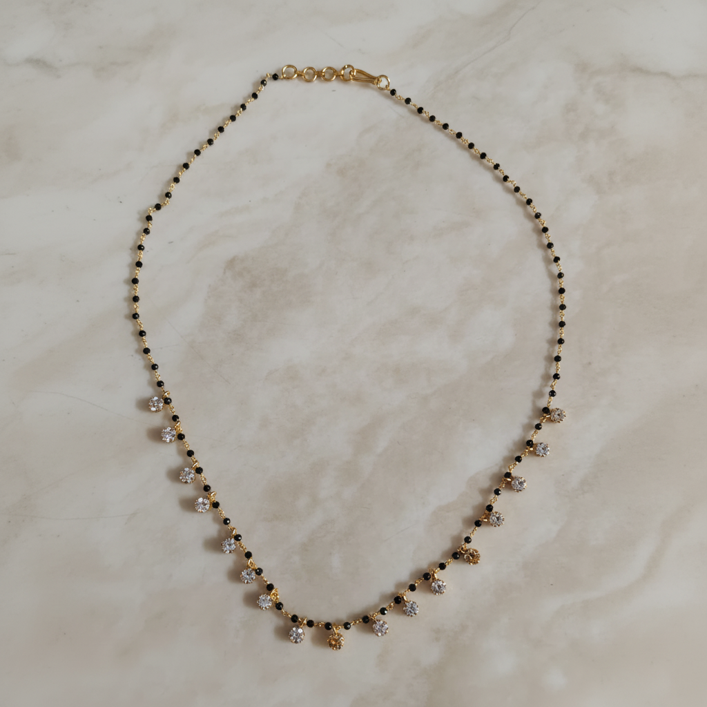 Ethereal Noir Crystal Droplet Chain - View 2