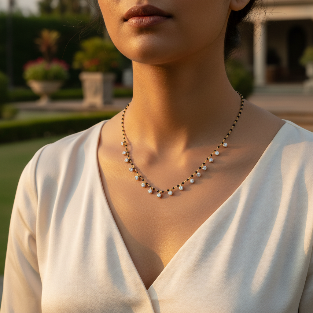 Ethereal Noir Crystal Droplet Chain - View 5