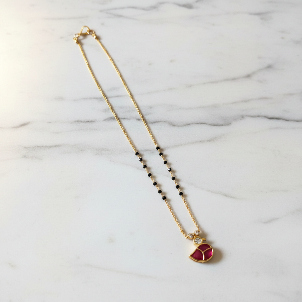 Ruby Crescent Gold Mangalsutra - View 2
