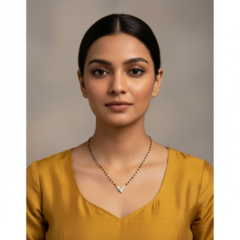 BB-329 Elegant CZ Floral Black Bead Chain