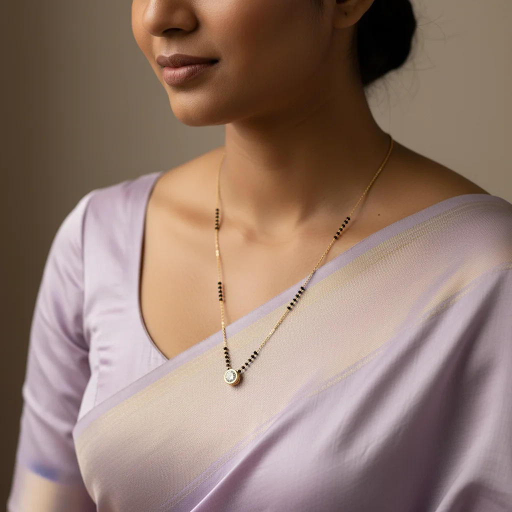 Elegant Gold & Black Bead CZ Chain - View 2