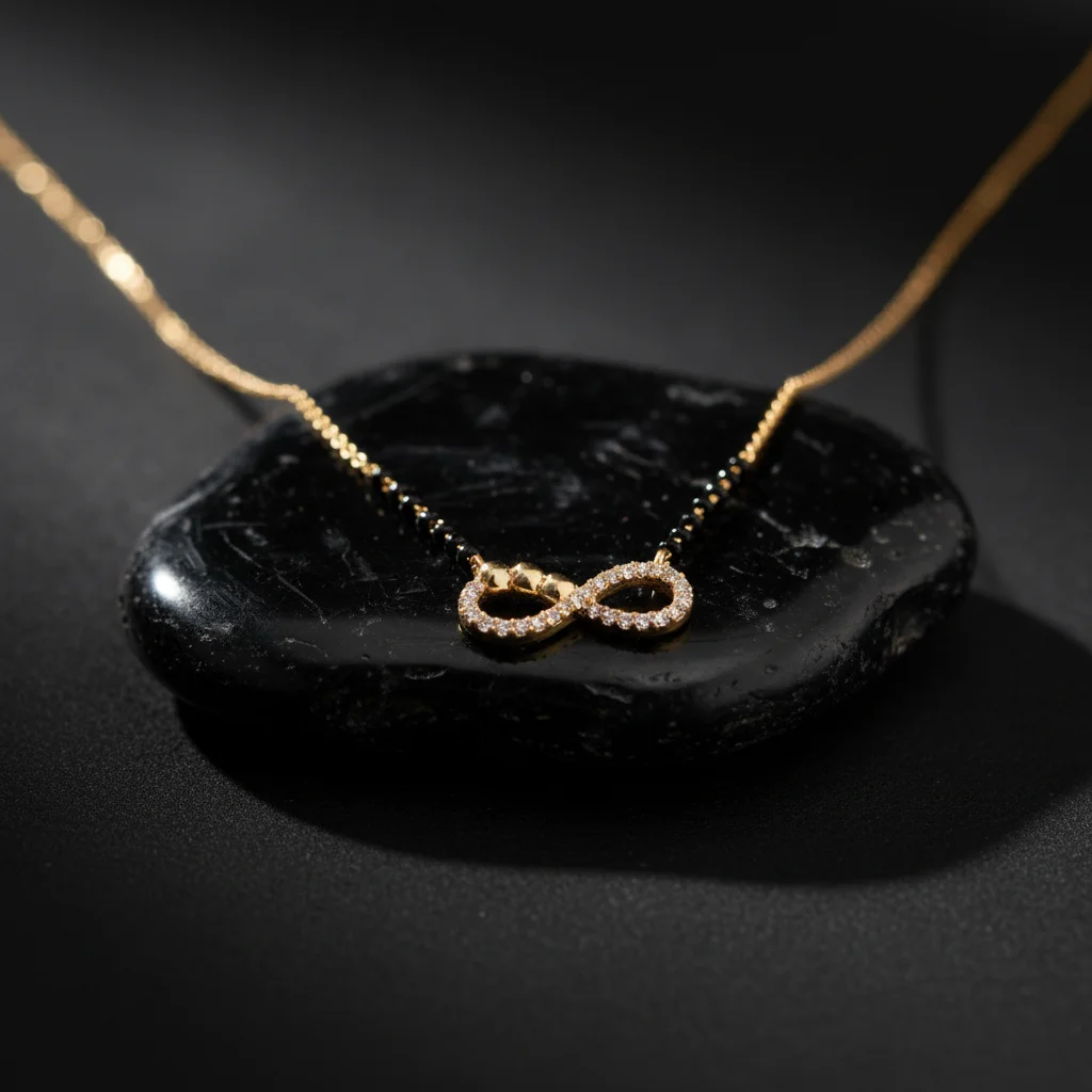 Infinity Sparkle Black Bead Chain