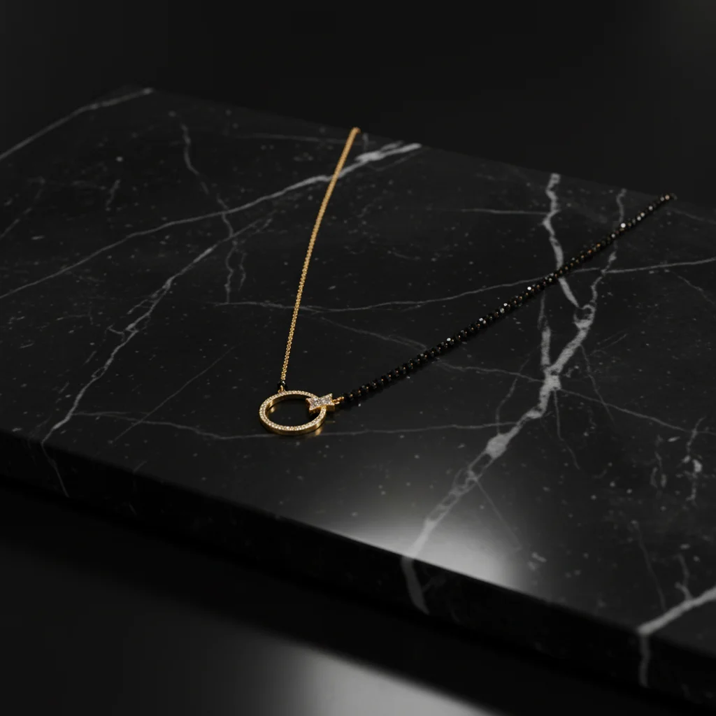 Aura Asymmetric CZ Circle Mangalsutra Chain