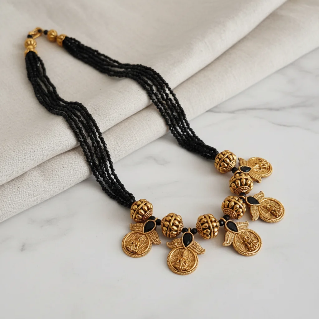 Temple Coin Multi-Strand Beaded Chain
