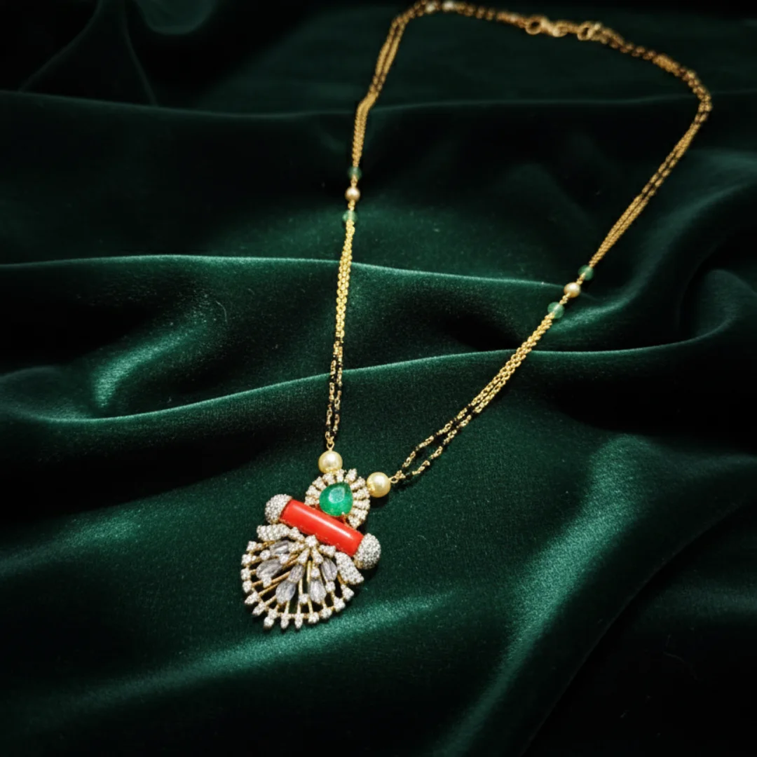 Crimson & Emerald Radiance Mangalsutra Chain