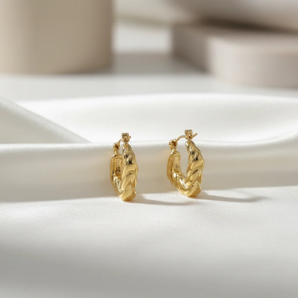 Twisted Square Hoop Earrings - View 2