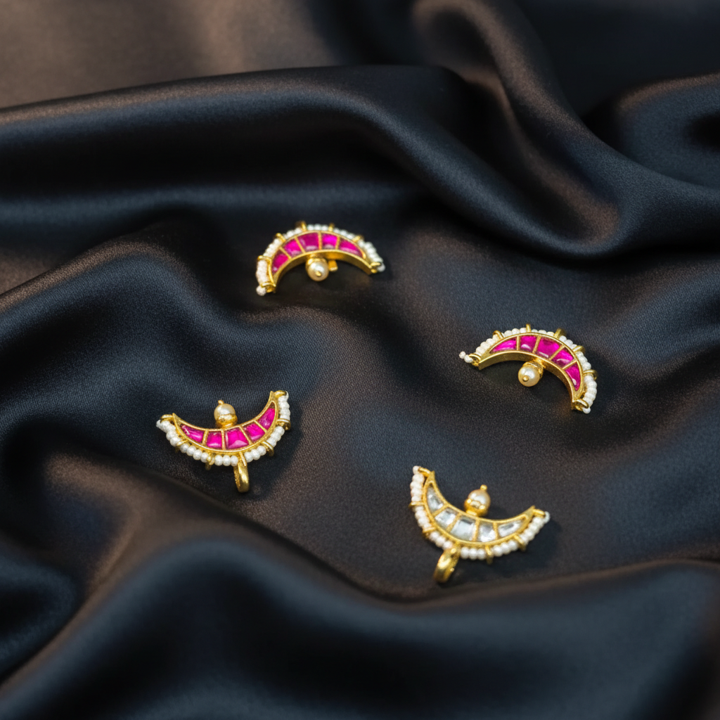 Chandbalika Pearl & Ruby Studs - View 2