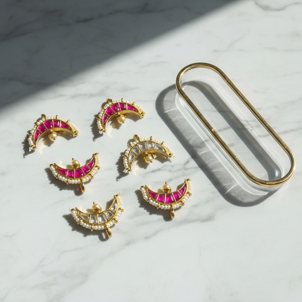 Chandbalika Pearl & Ruby Studs - View 3