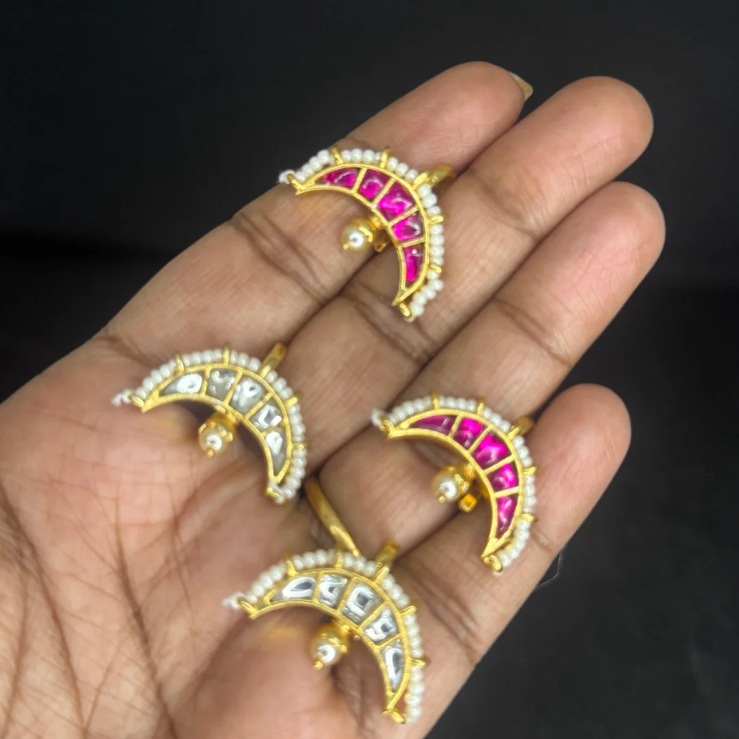 Chandbalika Pearl & Ruby Studs - View 4