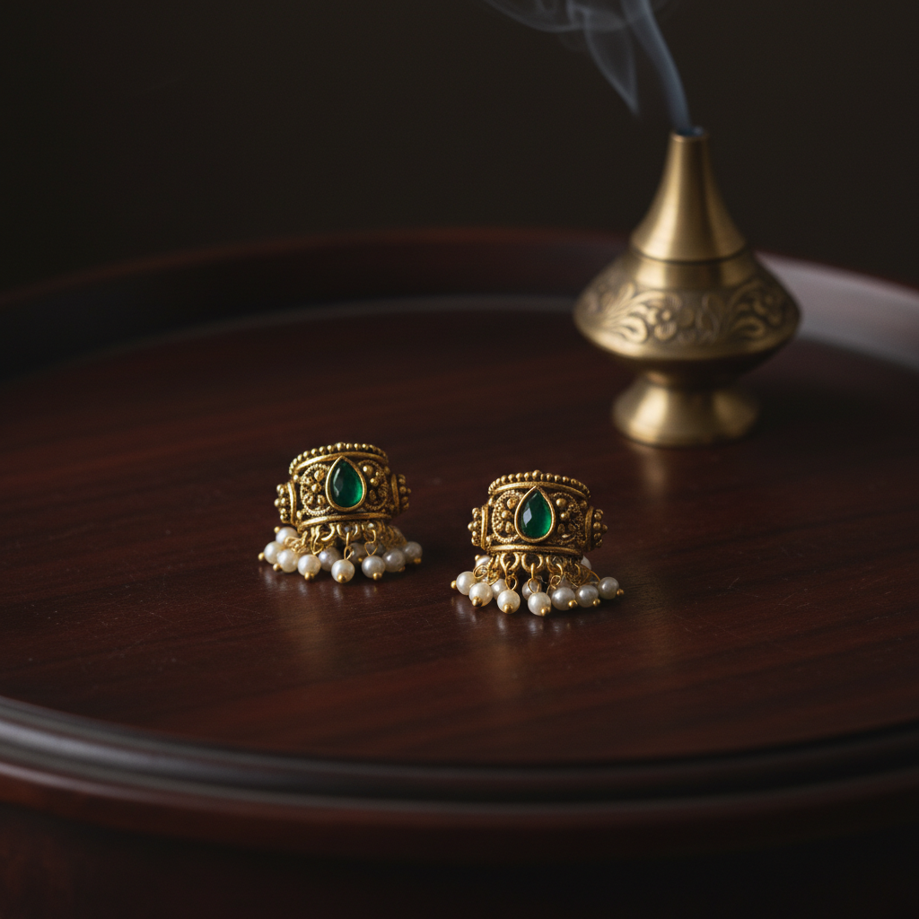 Emerald Whisper Matte Studs - View 3