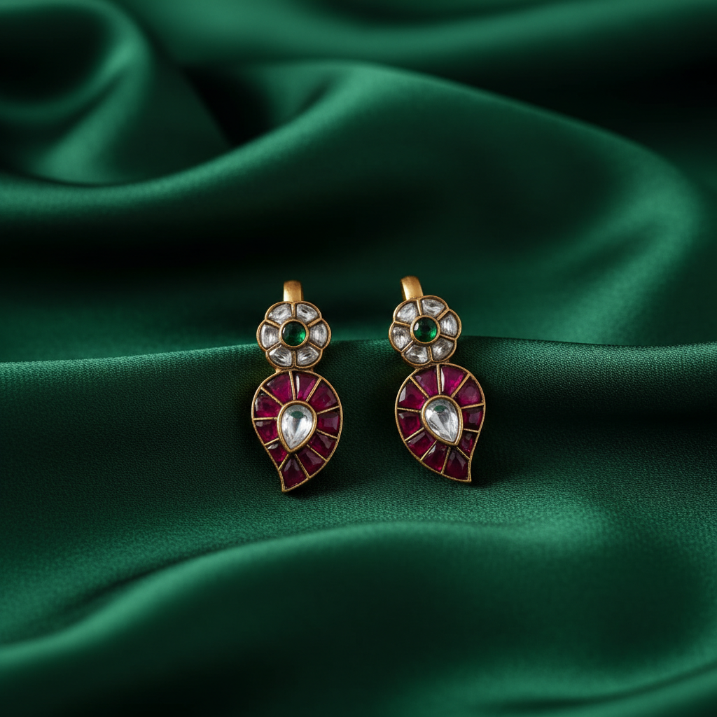 Aarna Crimson Bloom Kundan Bugadi