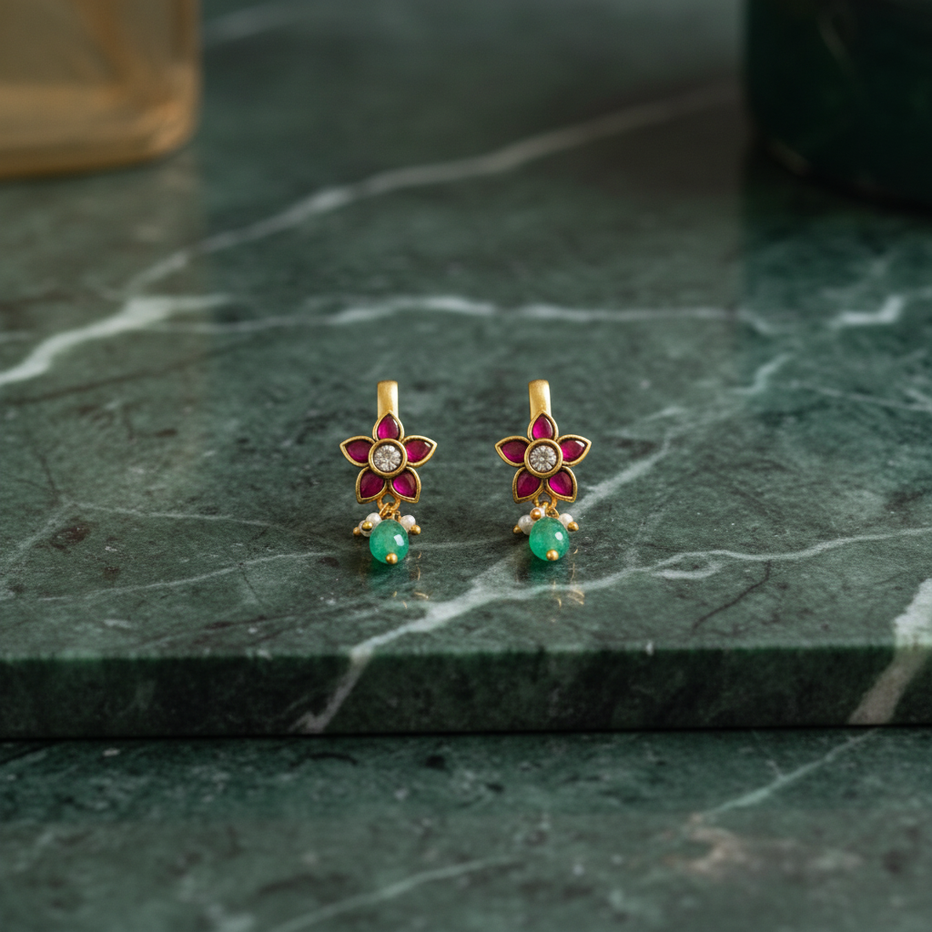 Crimson Bloom Floral Drops - View 2