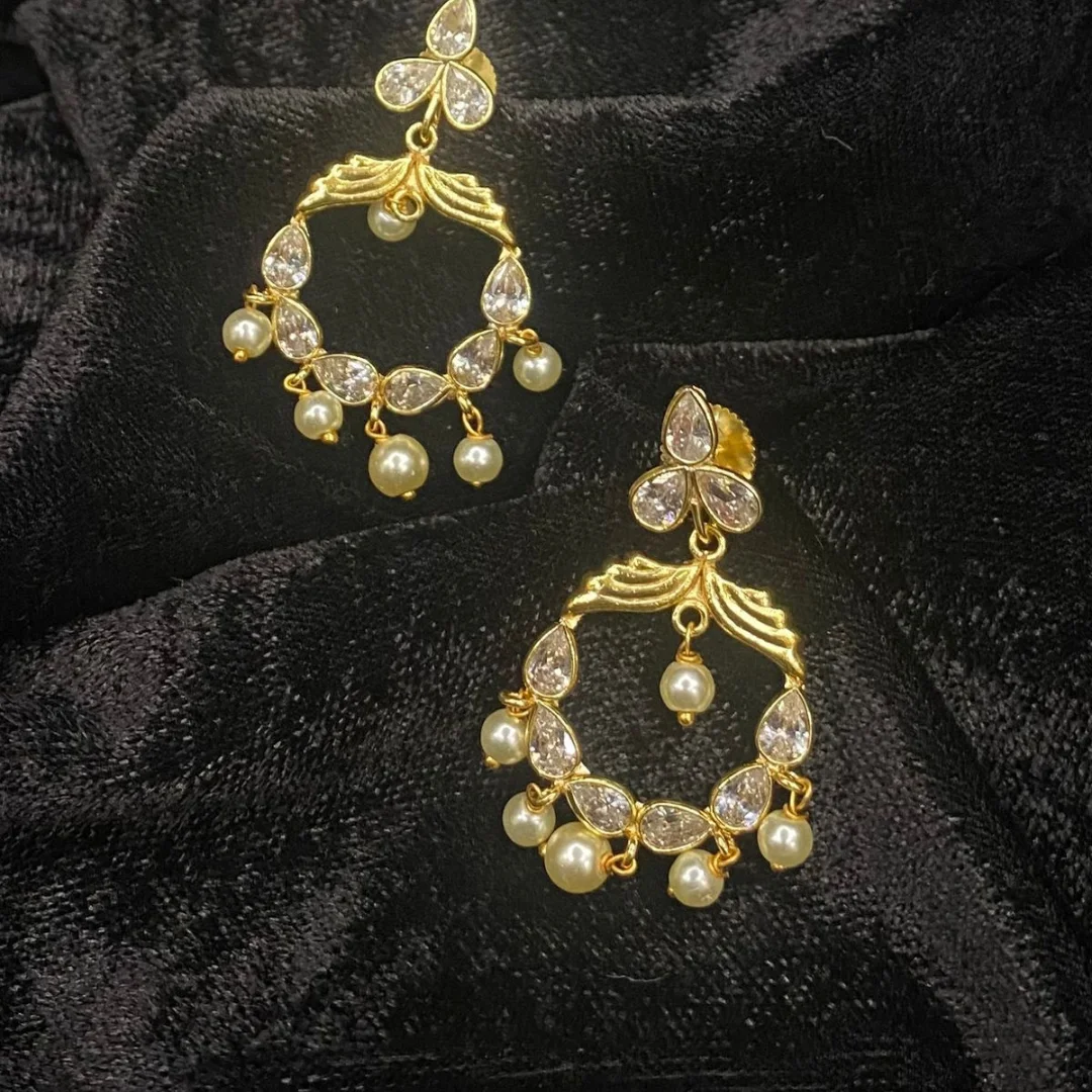 Celestial Aura Pearl and Stone Drop Earrings - View 3