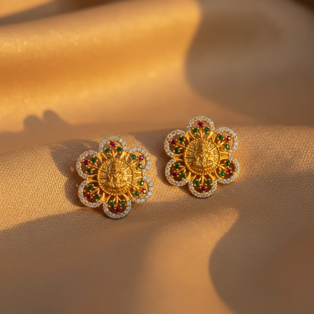 Divine Lakshmi Mandala Stud Earrings - View 3