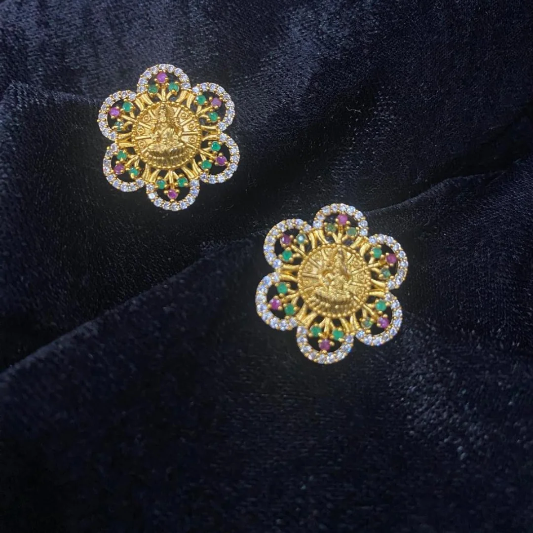 Divine Lakshmi Mandala Stud Earrings - View 4