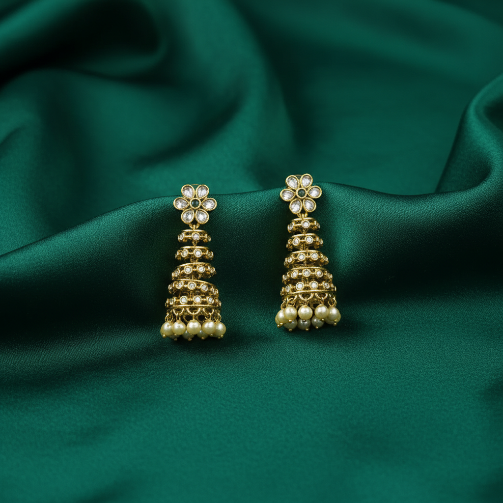 Florence Tiered Pearl Jhumkas