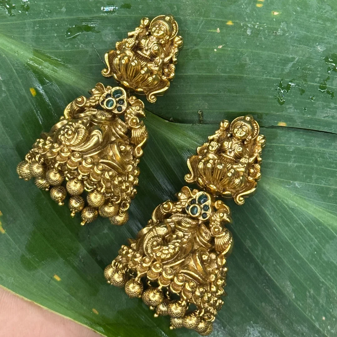 Mahalakshmi Divine Temple Jhumkas - View 3