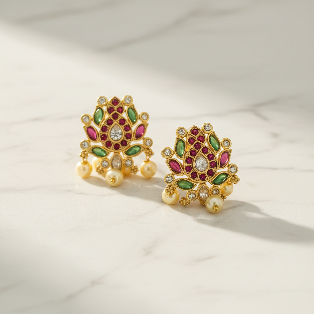 Lotus Bloom Heritage Multi-Stone Studs
