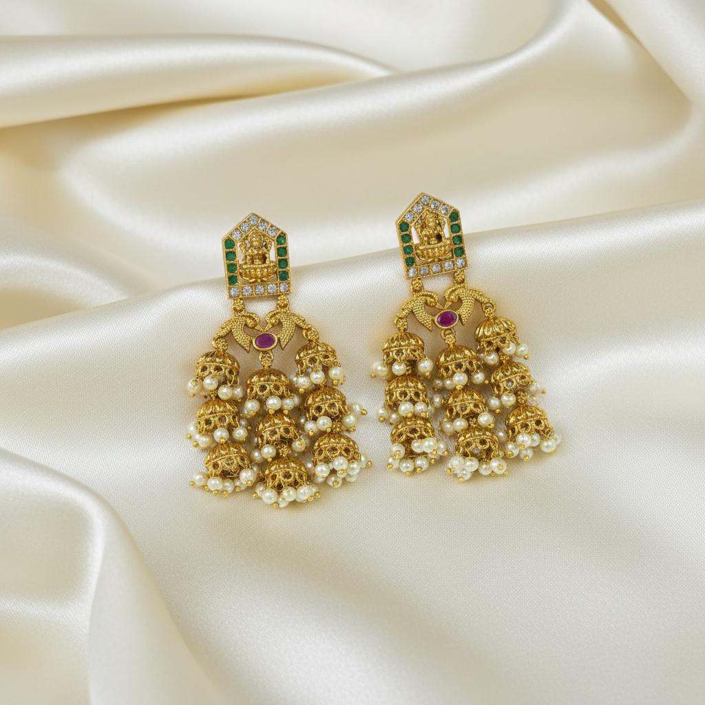 Vedic Heritage Multi-Tiered Jhumkas