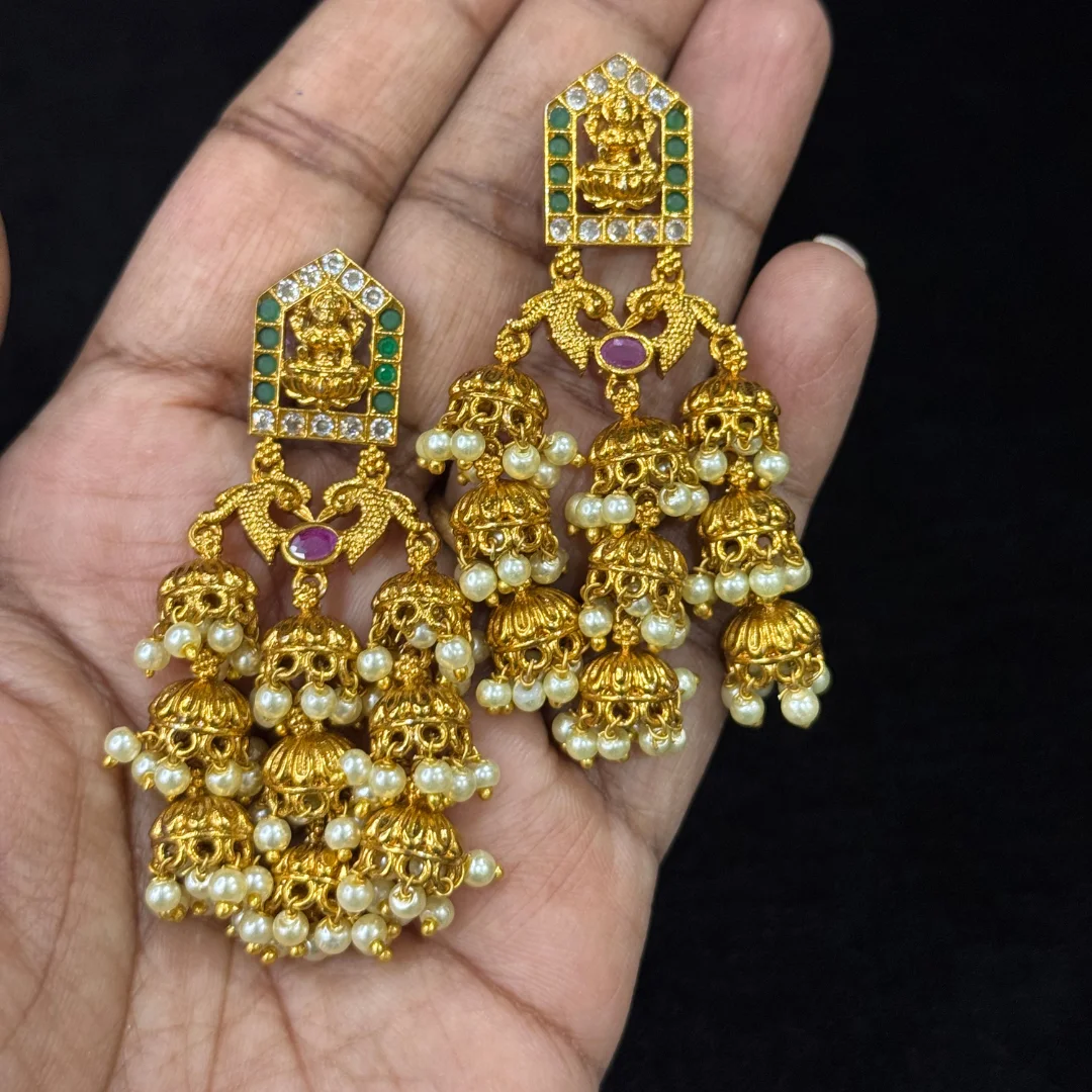 Vedic Heritage Multi-Tiered Jhumkas - View 2