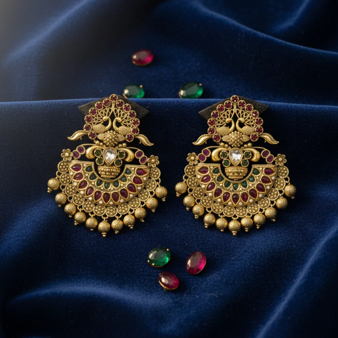Mayura Antique Kemp Chandbalis