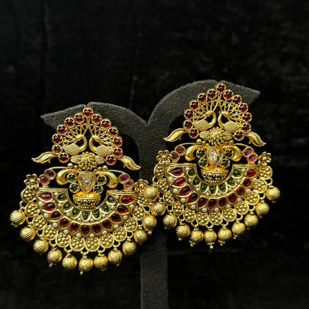 Mayura Antique Kemp Chandbalis - View 2