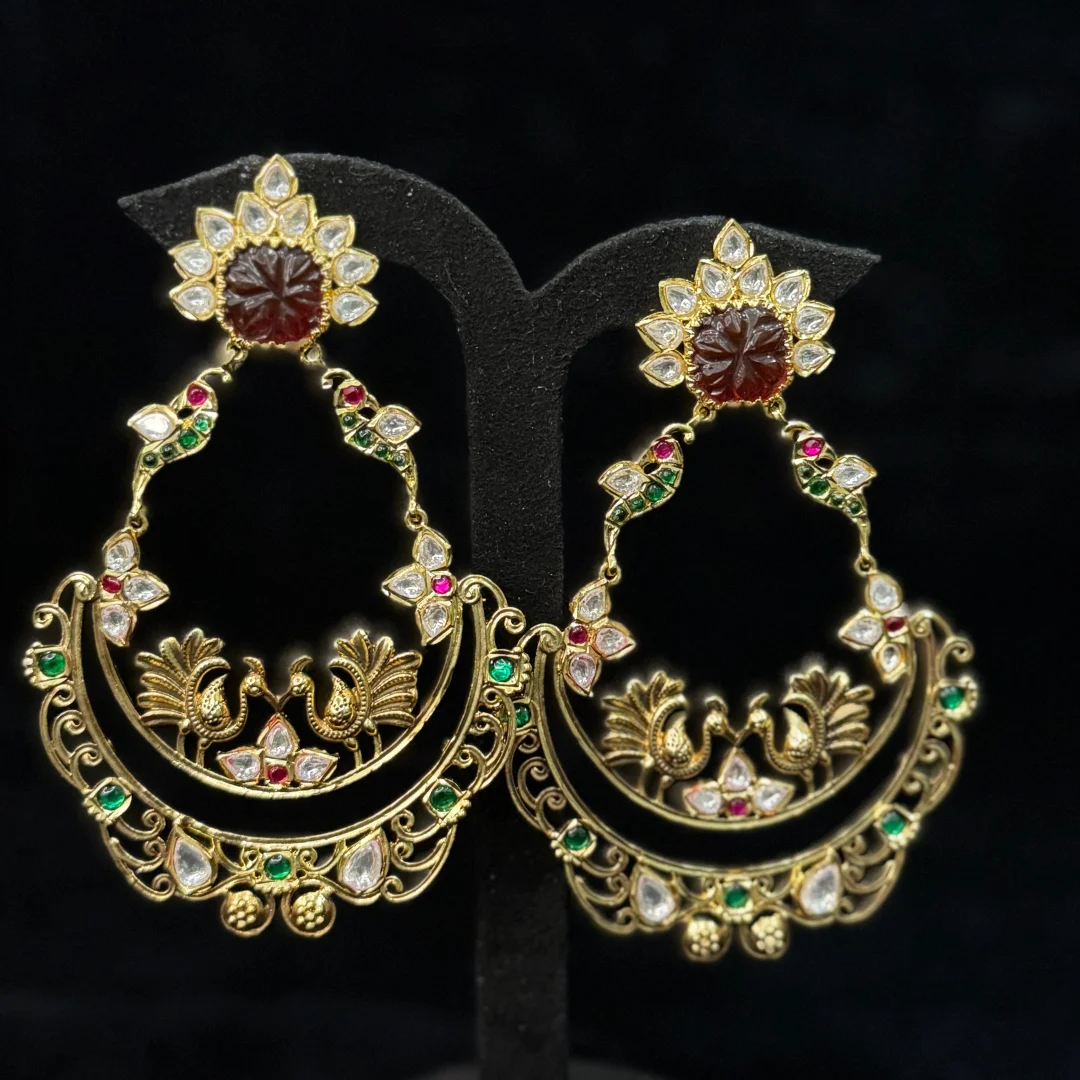 Regal Mayura Chandbali Earrings - View 2