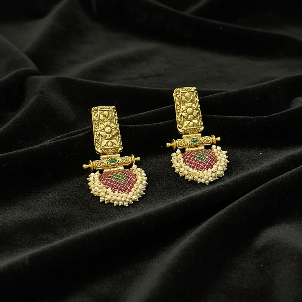 Heritage Bloom Kemp & Pearl Drop Earrings