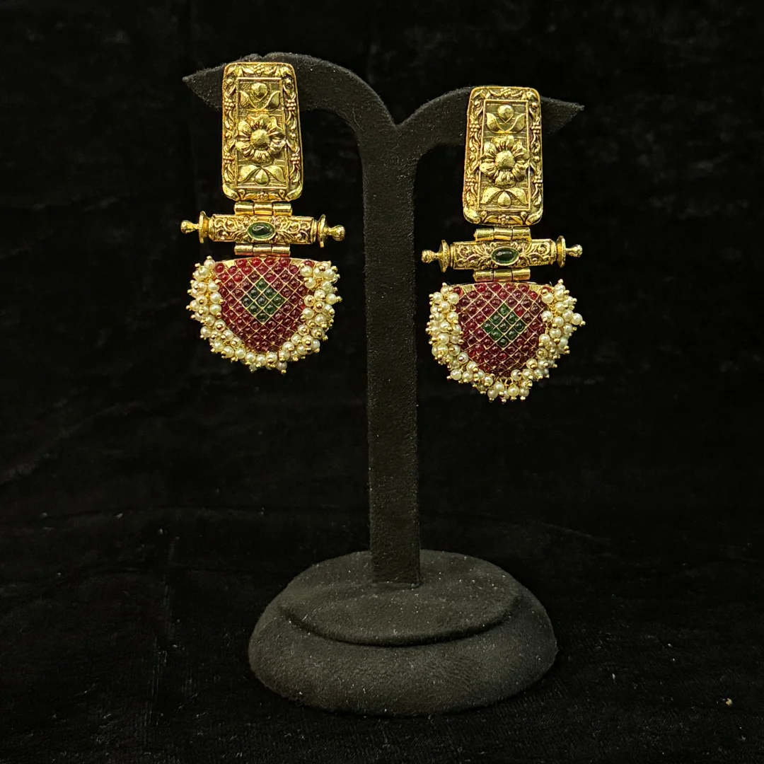 Heritage Bloom Kemp & Pearl Drop Earrings - View 2