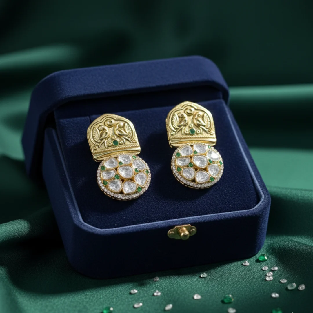 Royal Mayura Polki Stud Earrings