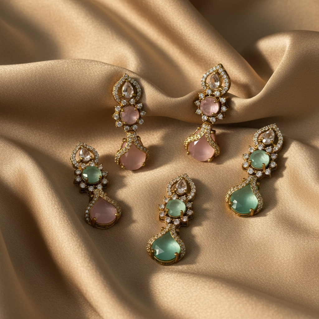 Celestial Bloom Pastel Teardrop Earrings - View 2