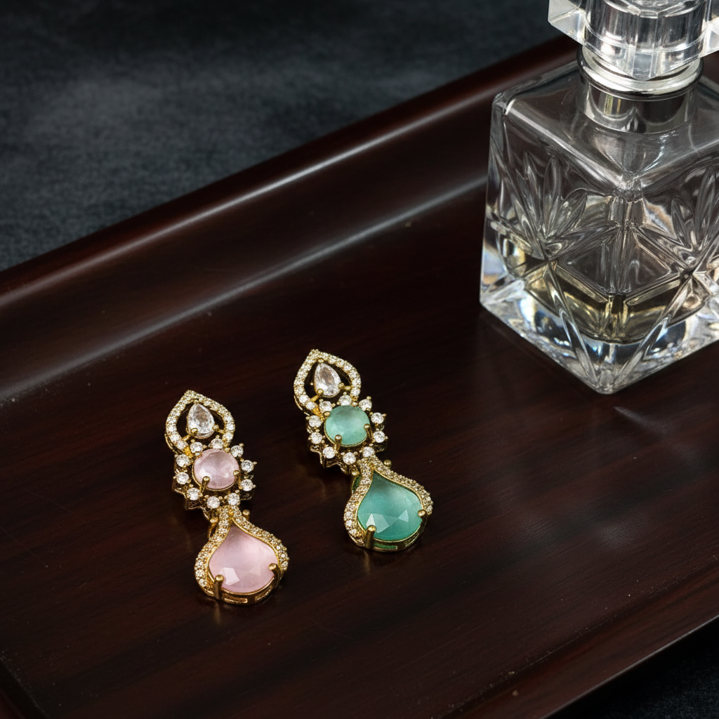 Celestial Bloom Pastel Teardrop Earrings - View 3