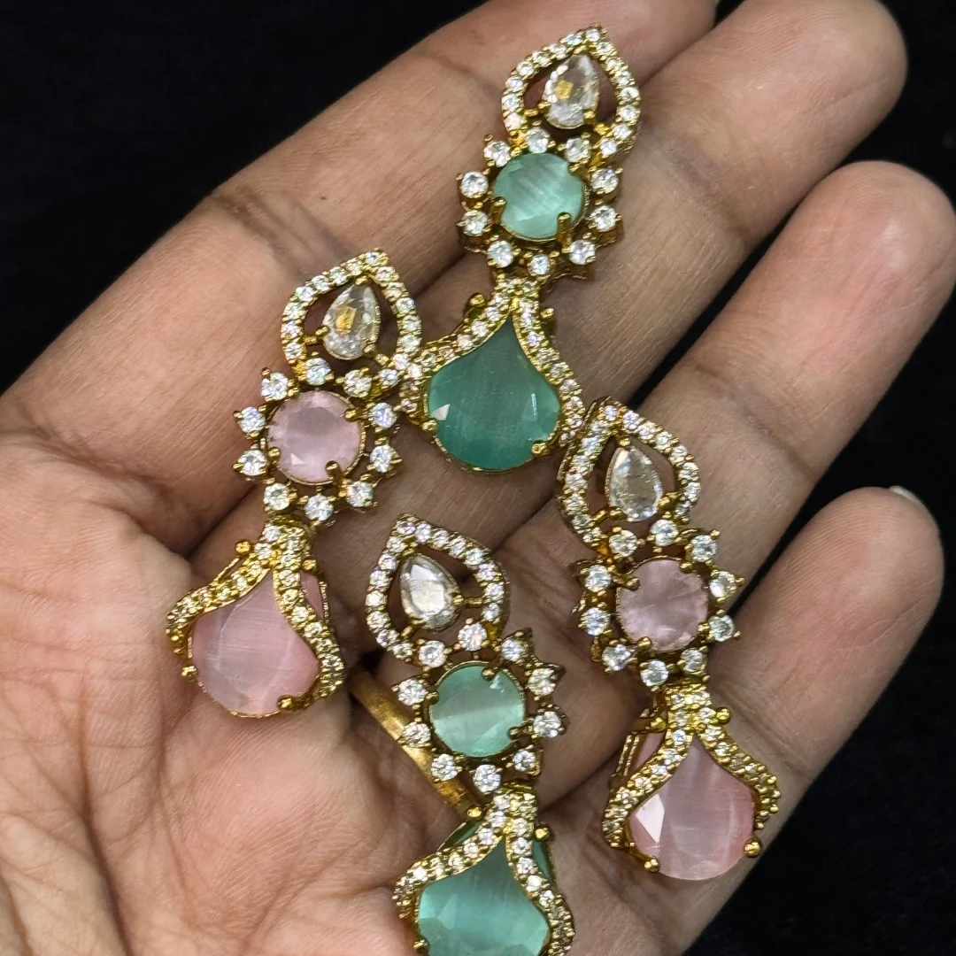 Celestial Bloom Pastel Teardrop Earrings - View 4