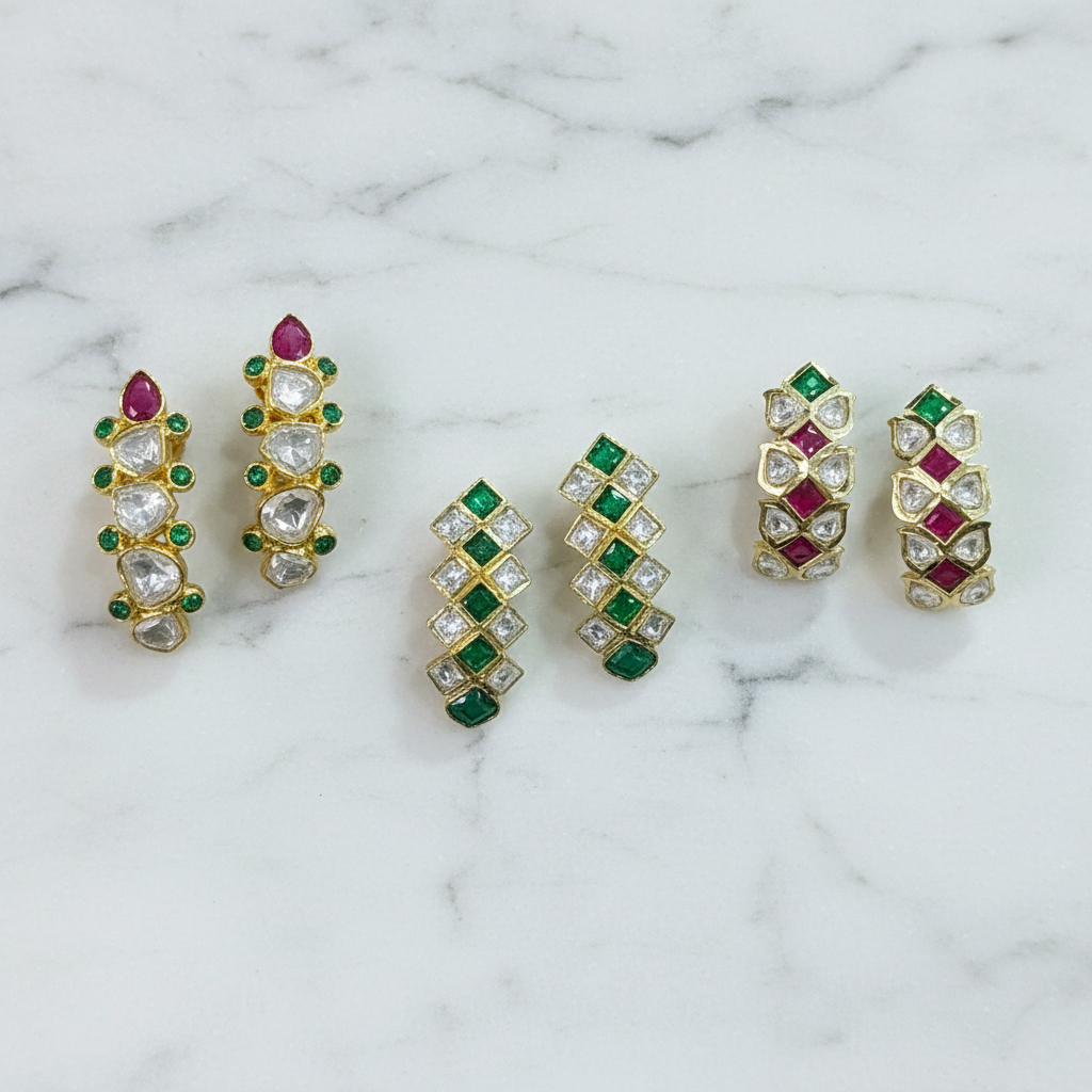 Radiant Polki Mosaic Stud Earrings