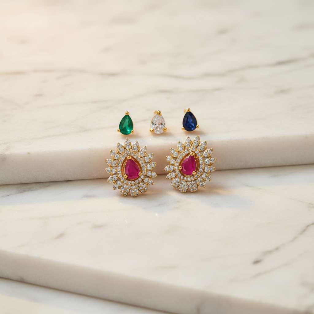 Radiant Ruby Flora Studs