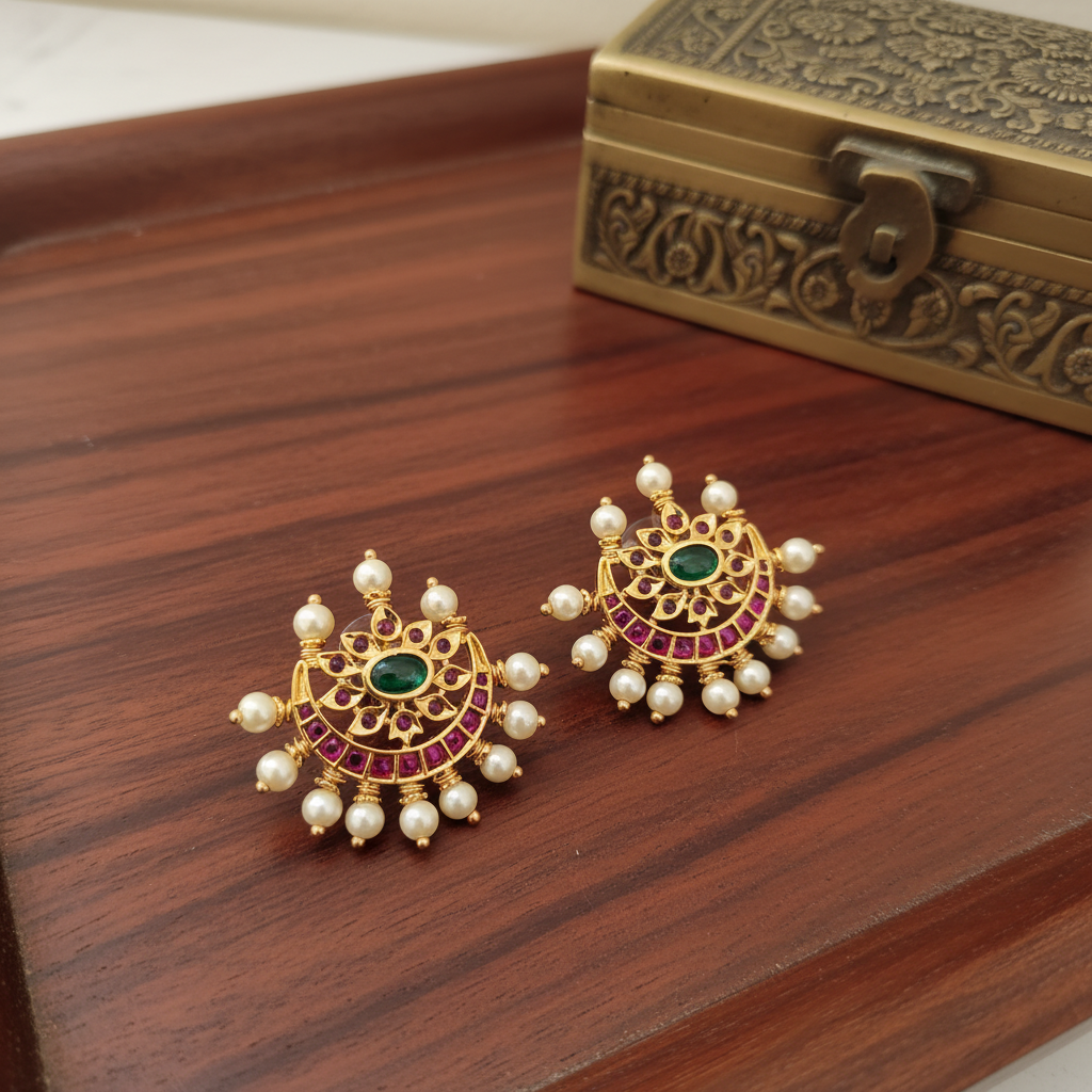 Regal Crescent Pearl Studs