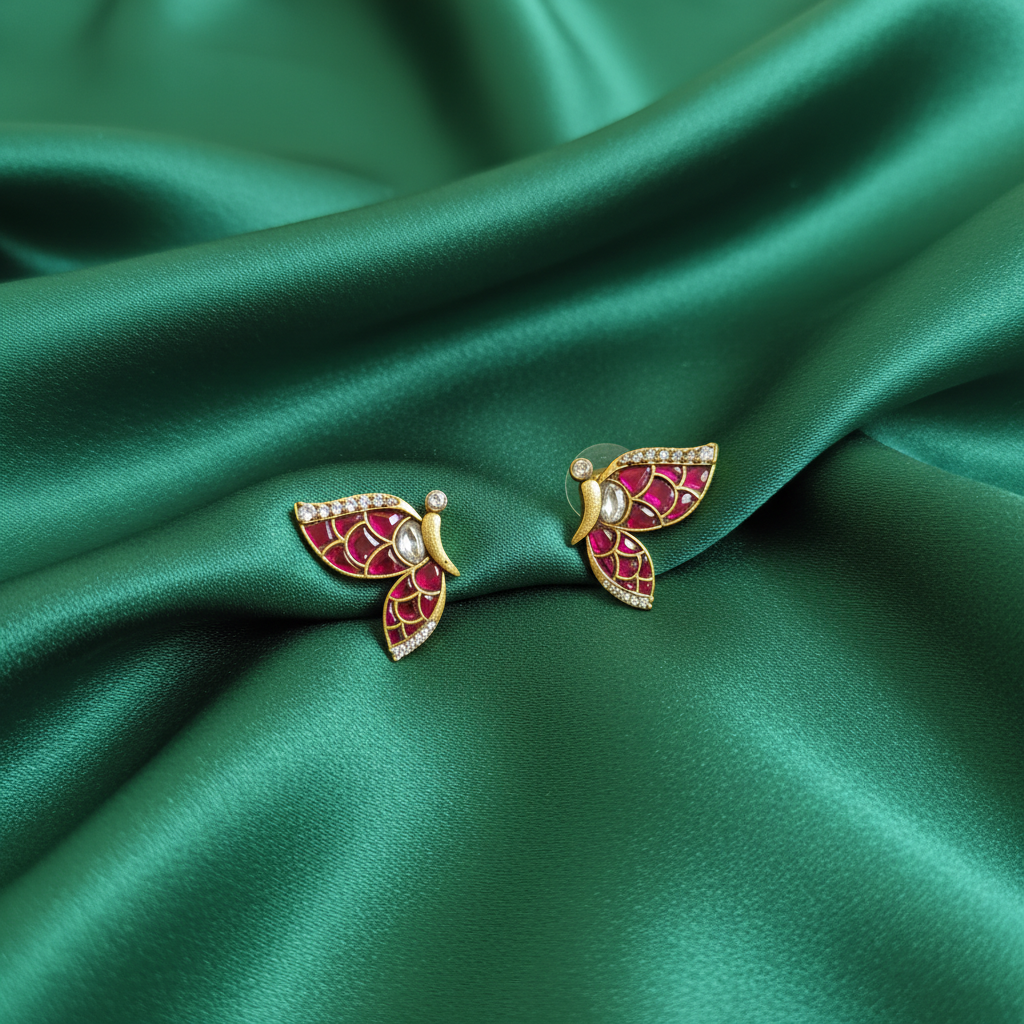 Ruby Flutter Wing Studs