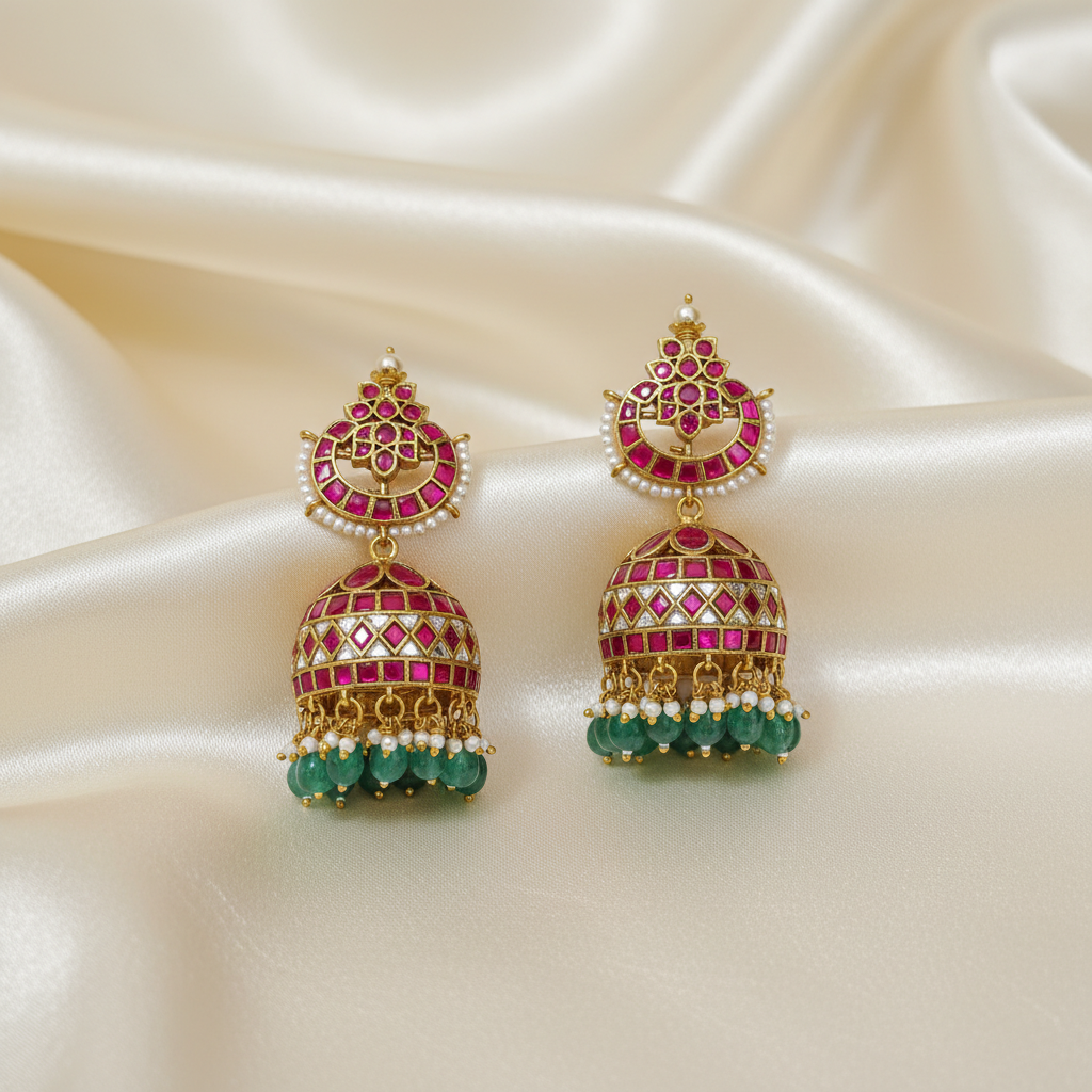 Ruby Radiance Heritage Jhumkas
