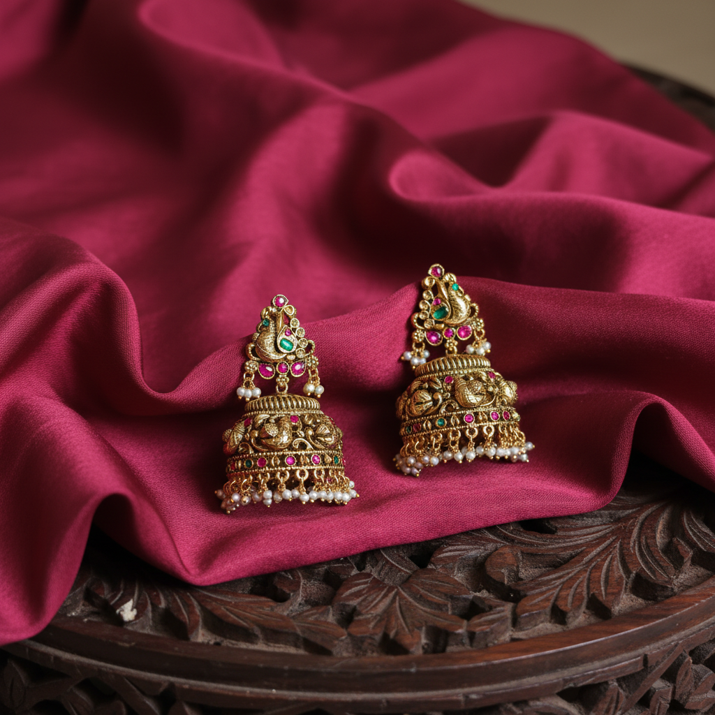 Peacock Heritage Antique Jhumkas