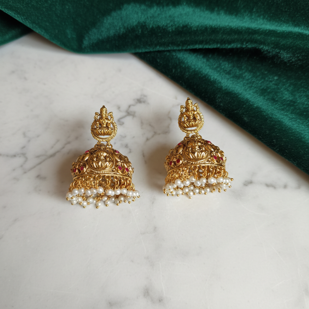 Divine Lakshmi Temple Jhumkas