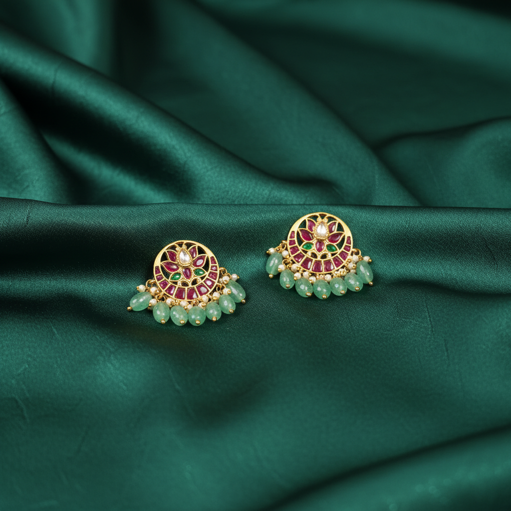 Radiant Lotus Mint Bead Studs