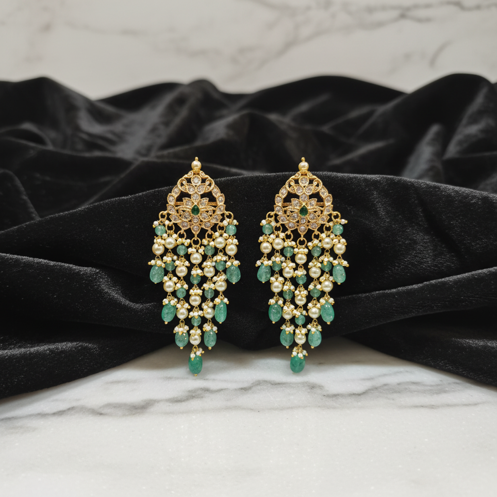 Verdant Cascade Chandelier Earrings