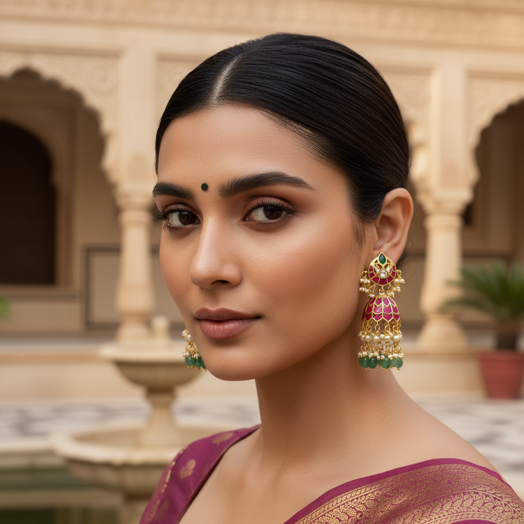 Regal Meenakari Antique Jhumkas - View 3