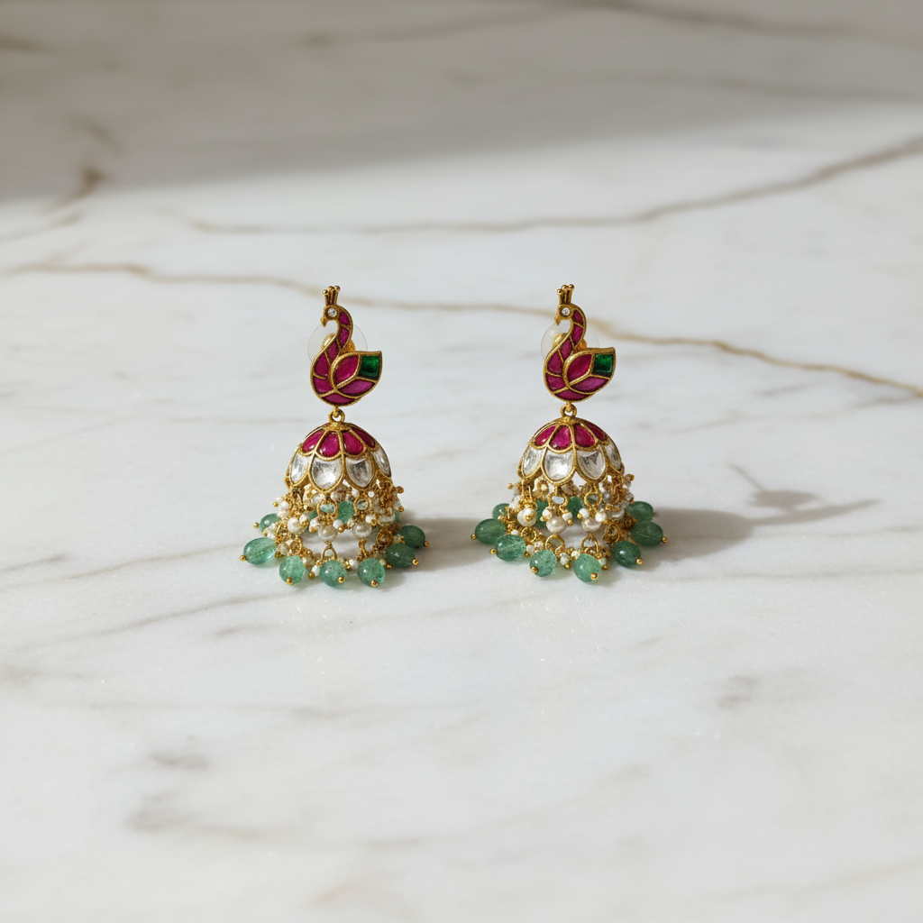 Mayura Royal Peacock Matte Jhumkas