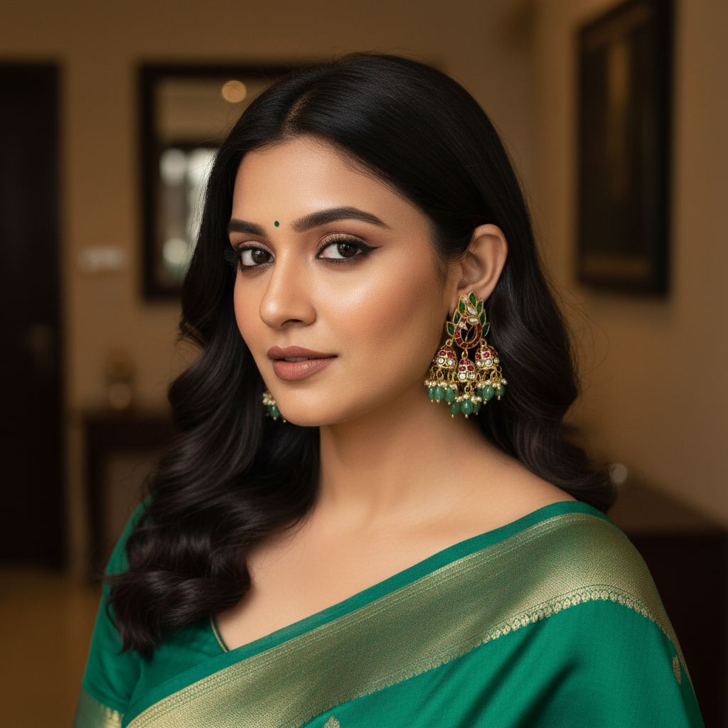 Peacock's Grace Triple-Tier Jhumkas