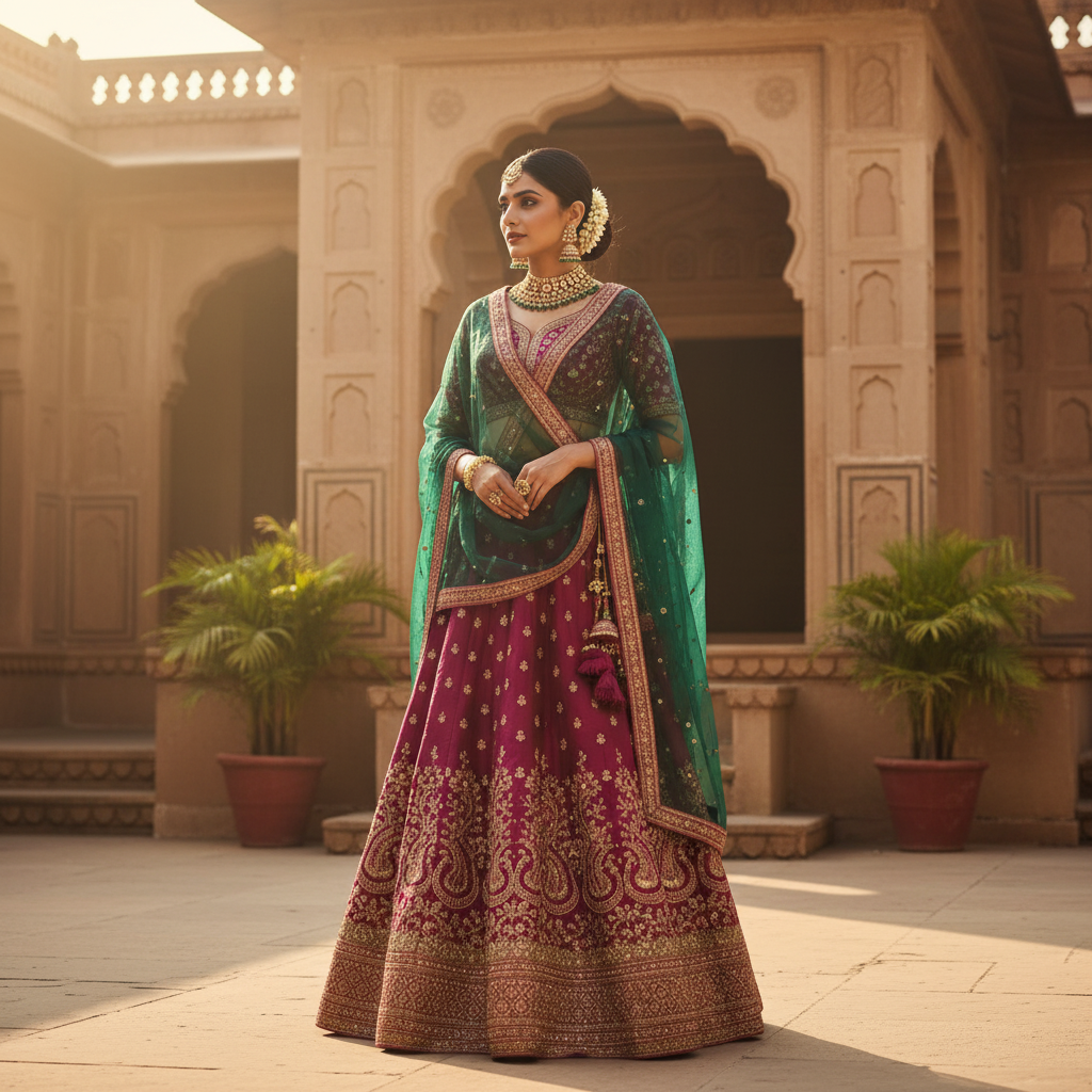 Emerald & Ruby Blossom Jhumkas - View 3