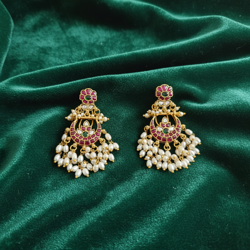 Regal Chandbali Pearl Cascade