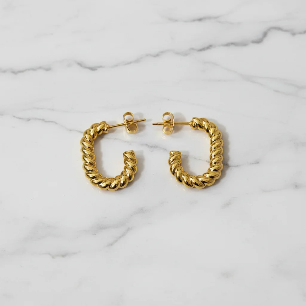 Twisted Rope Gold Hoops