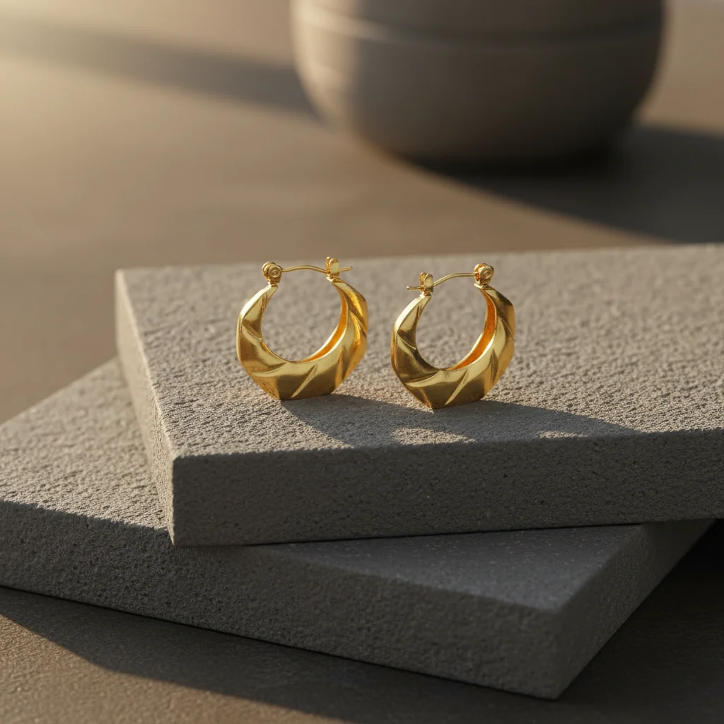 Twisted Ridge Crescent Hoops